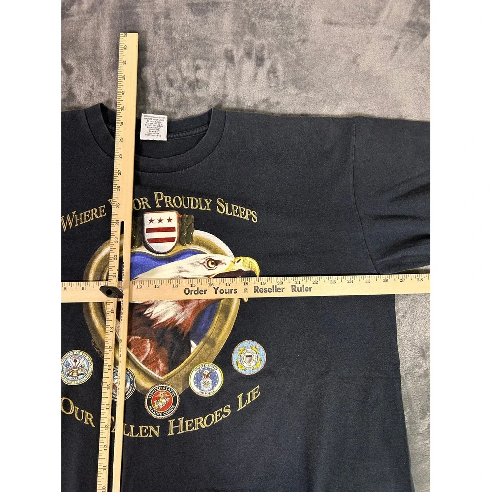 Vintage Jensen Apparel‎ All American Patriotic Eagle Fallen Heroes T Shirt 2XL